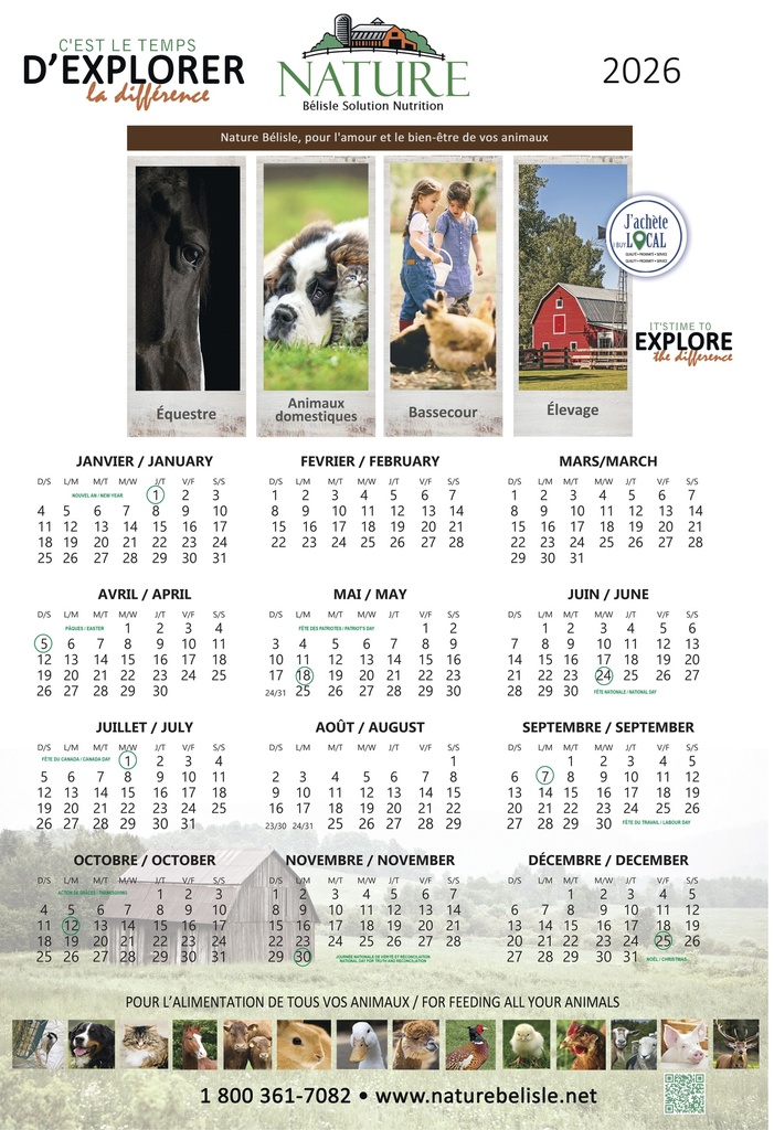 CALENDRIER NATURE 2026