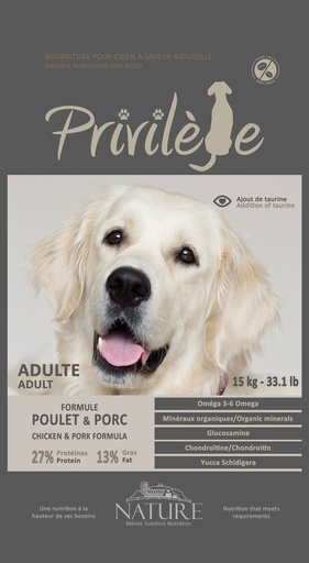 [NAADOGPMP15S] CHIEN PRIVILEGE POULET PORC (15 KG)